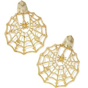NWT Kendra Scott Gold Spider And Web Earrings New Halloween